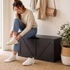 127L Home Storage Box, with Safety Hinges - Black Wood-Effect