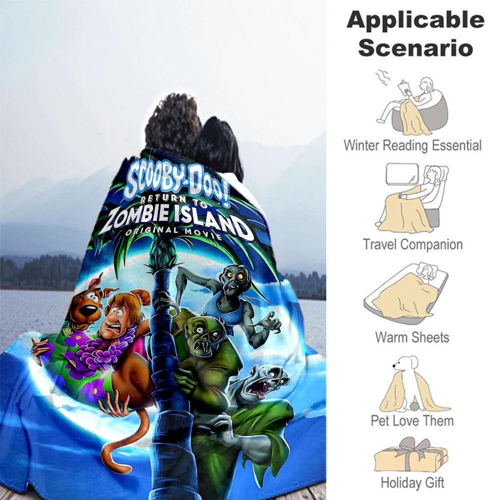 1PC Scooby-Doo Return To Zombie Island Outdoor Flannel Blanket Soft Plush Decor for Picnics, camping,Bedroom, Playroom, Office1234A