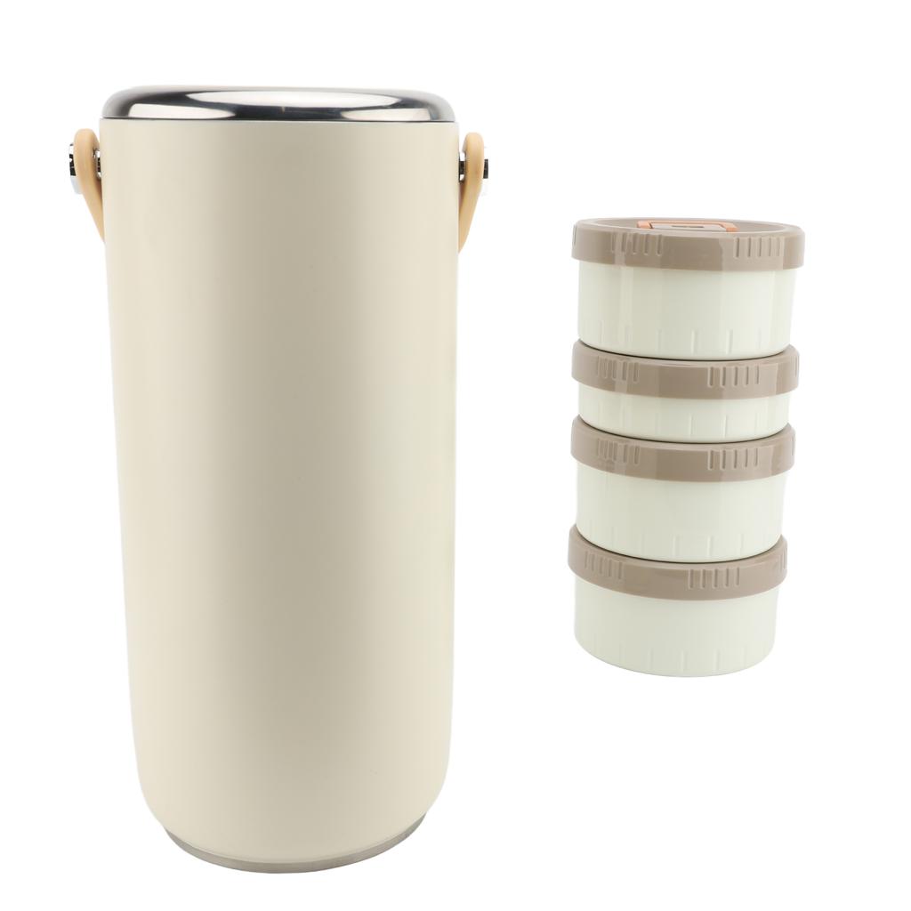 Vacuum Insulated Food Jar 3.4L Stainless Steel Wide Mouth Portable Sealed Leakproof Hot Food Container for Working White
