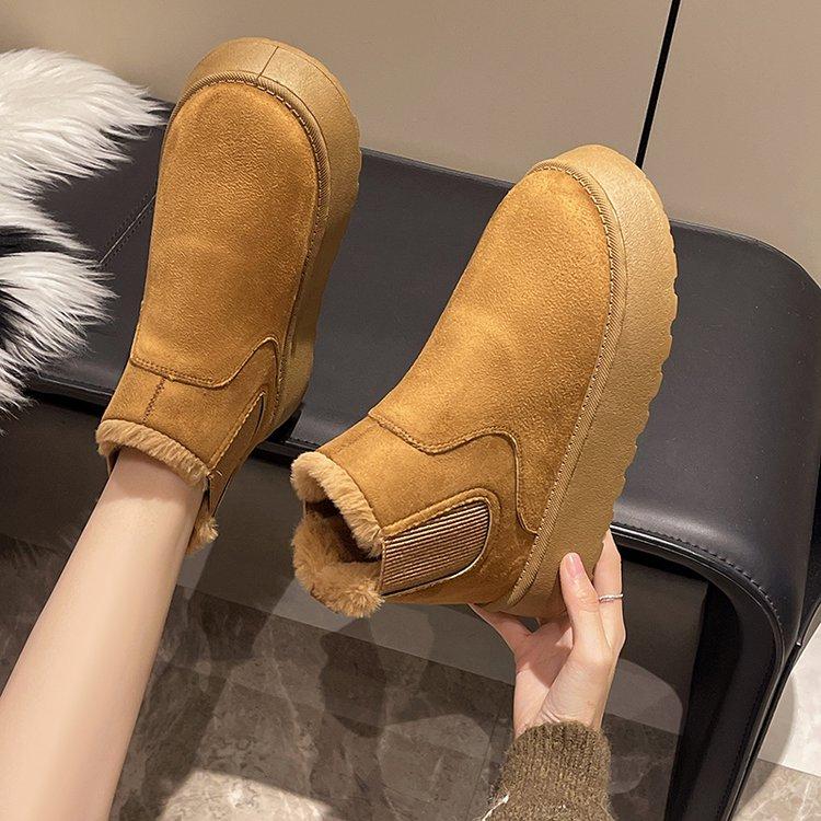 

New Winter Women Boots High Top Snow Boots Thickened Plush Warm Comfortable Cotton Shoes Simple Versatile 36 коричневый