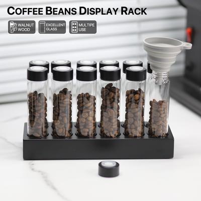 Kaffeebohnen Aufbewahrungsbehälter Präsentationsständer Walnuss Tee Dose Flasche Glas Espresso Kaffee Zubehör Werkzeug Barista Kaffeegeschirr Sets