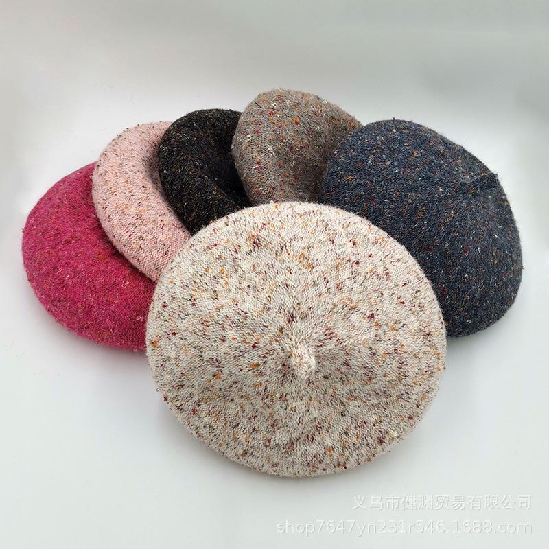 

Осенне-зимняя корейская женская универсальная красочная берет в горошек, женская японская шерстяная шляпа художника в стиле ретро