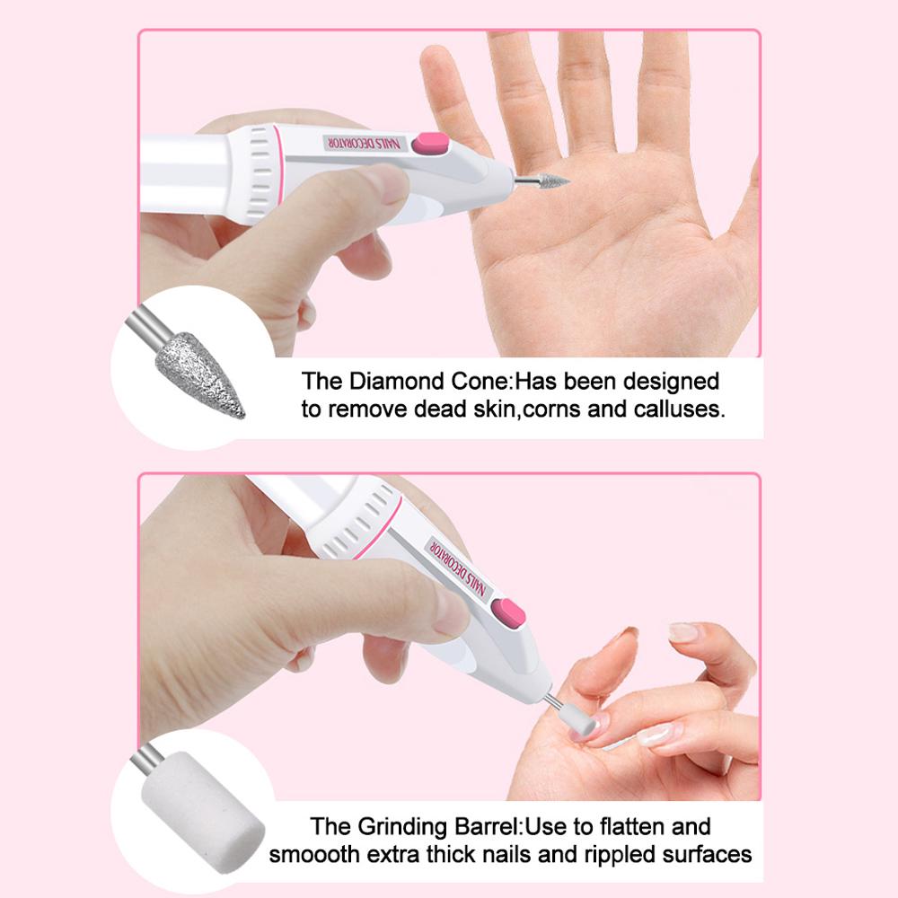 Tragbares 5-in-1-Set für elektrische Nagelbohrer, Akku, Maniküre, Pediküre, Schleifen, Polieren, persönliches Maniküre- und Pediküre-Set