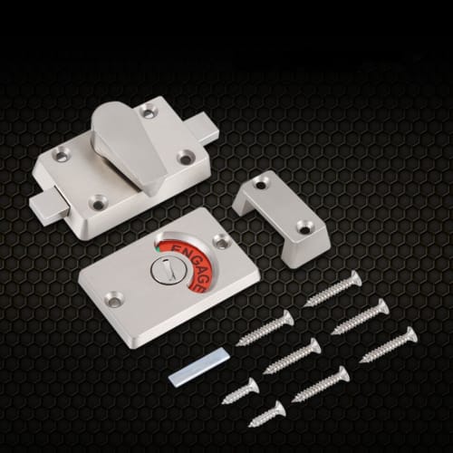 Stainless Steel Toilet Lock with Display, for Sliding Doors, Easy Installation, Silver