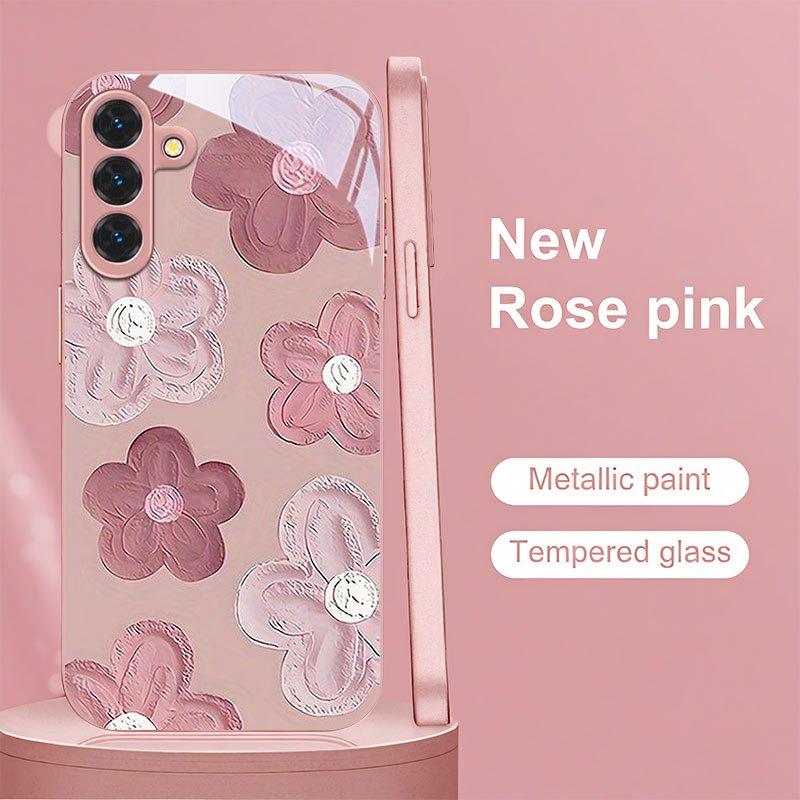 Floral Pink Pattern Phone Case for Samsung Galaxy S26 S25 S24 S23 S22 S21 S20 Edge Ultra Plus FE Glass Silicone Back Cover