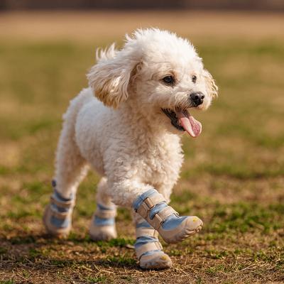 4pcs/set Fashion Warm Dog Cotton Shoes Waterproof Breathable Winter Dog Boots Anti-dirt Soft Bottom Dog Snowshoes for Puppy Dogs