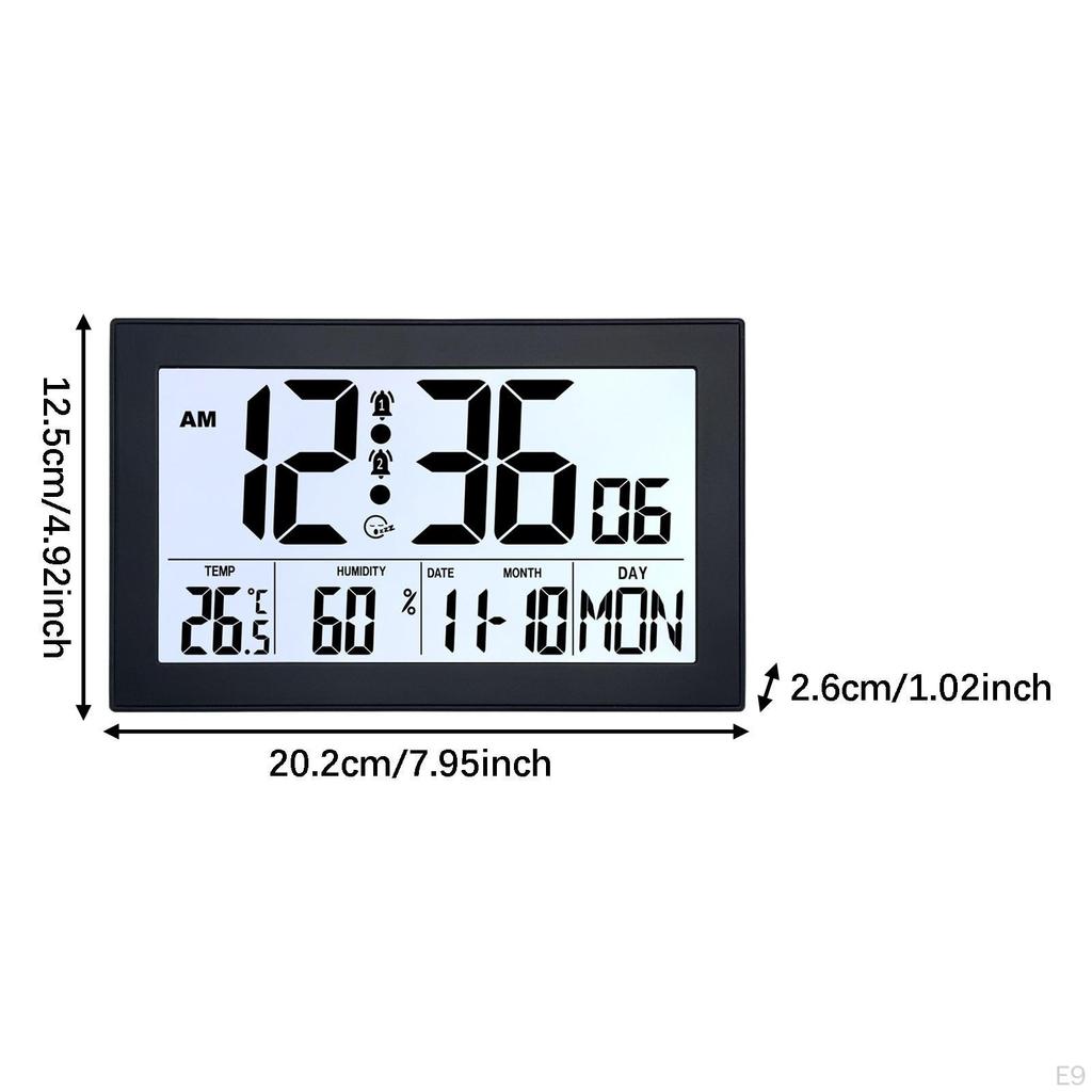 Digital Alarm Clock Bedside Table Timepiece Large Display Versatile Night Light Double Alarms Desk