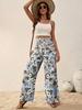 Spring Women's Fashionable Long Pants with Print Casual Elegance High-Waisted Straight-Leg Pants Wide-Leg Pants