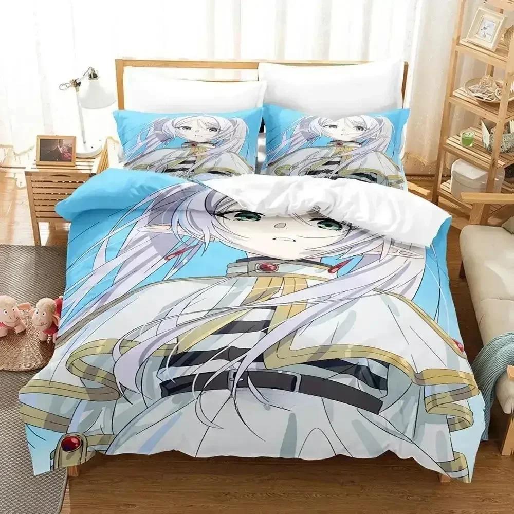 3D Print Anime New Frieren Printed Bed Set Duvet Cover Pillowcase Bedding Set Bed Linen Sheet Quilt Cover Full Queen King Size