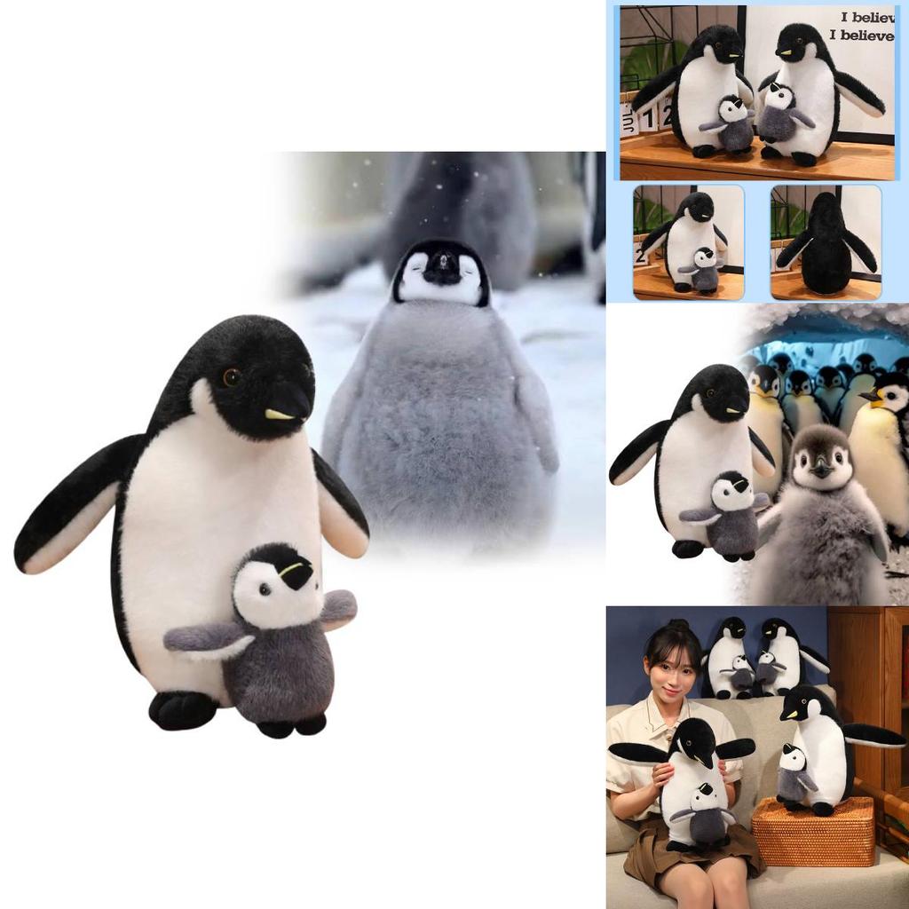 Adorable Mother And Baby Penguin Plush Toy Doll Soft Cushion For Kids Gifts