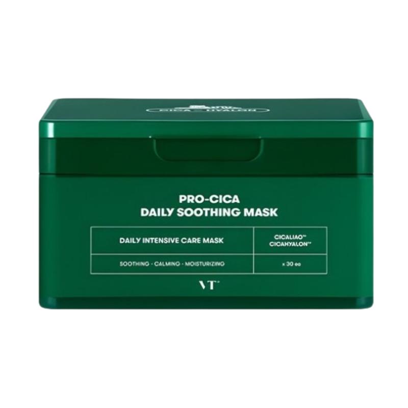 VT Cosmetics Pro Cica Daily Soothing Mask 30 Sheets | Korean Cica Daily Sheet Mask with Hyaluronic Acid & Peptides 30sheets