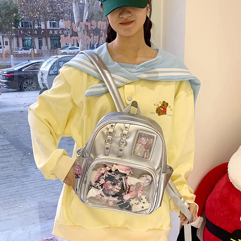 School Ita Bag  Trends Transparent Zipper Backpack Preppy Style Soft Women Bags