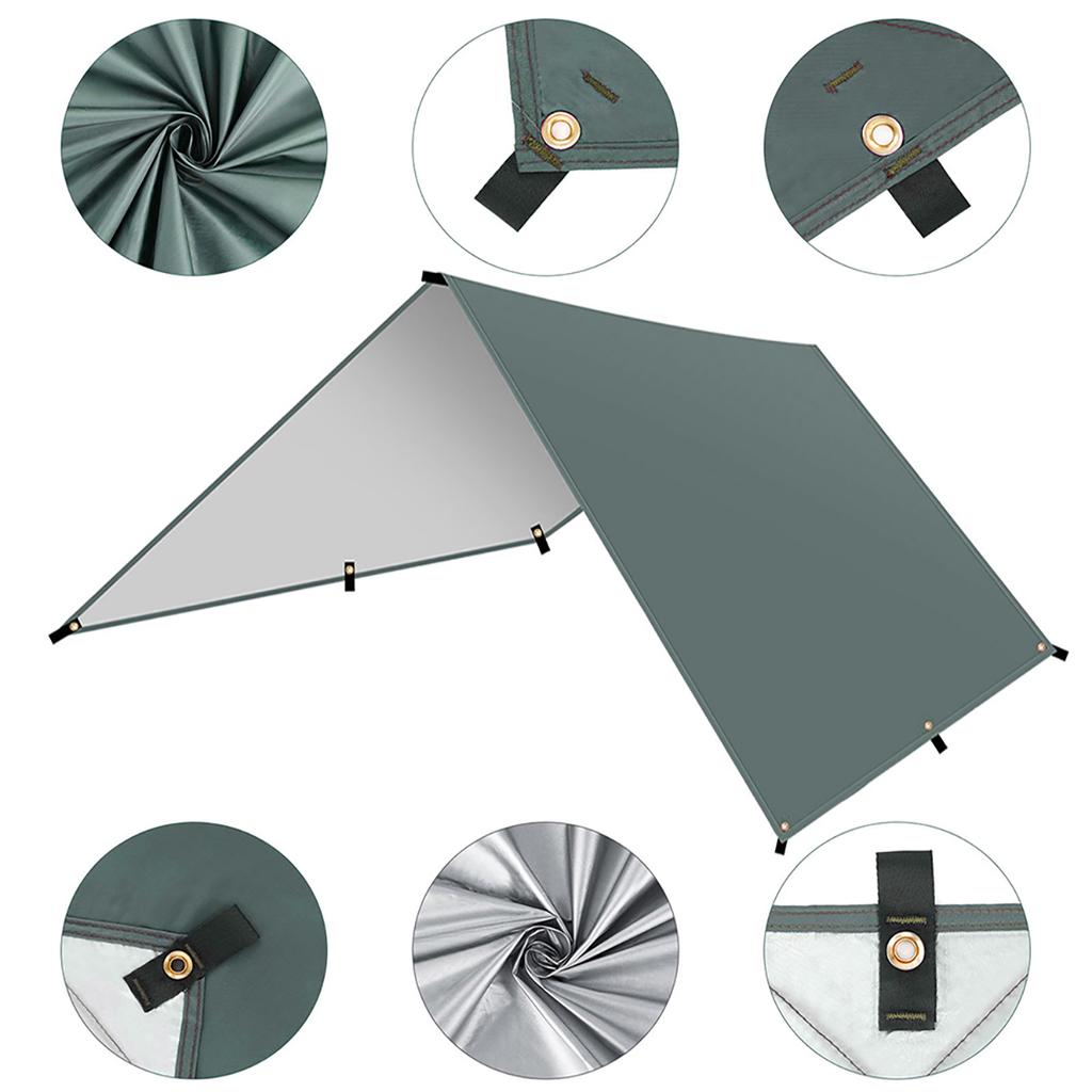 Waterproof Camping Sunshade, Portable Tent Tarpaulin, UV-Protective Sunshade, Multi-Functional Outdoor Camping Gear - Gray