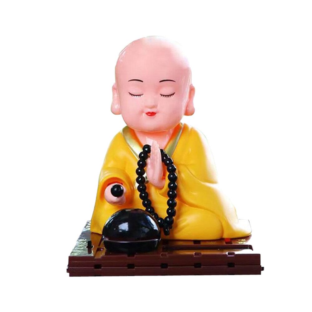 Lovely Solar Powered Bobble Shaking Head Monk Ornaments Dancing Toy Creative Monk Figurines Statues Car Home Office Decoration