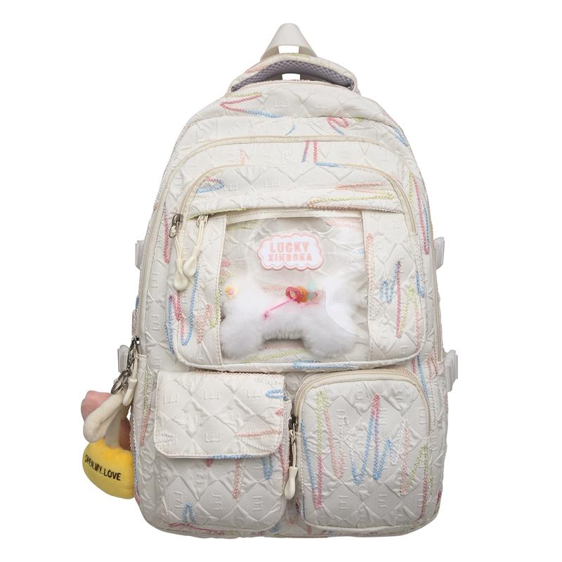 Junior High School Student Schoolbag Women's Colorful Embroidery Backpack Large Capacity Student Backpack