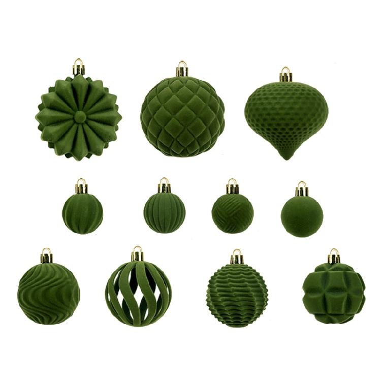 48Pcs Shatterproof Christmas Baubles Velvety Ball Hanging Ornament Christmas Tree Decoration For Wreath Mantels Window