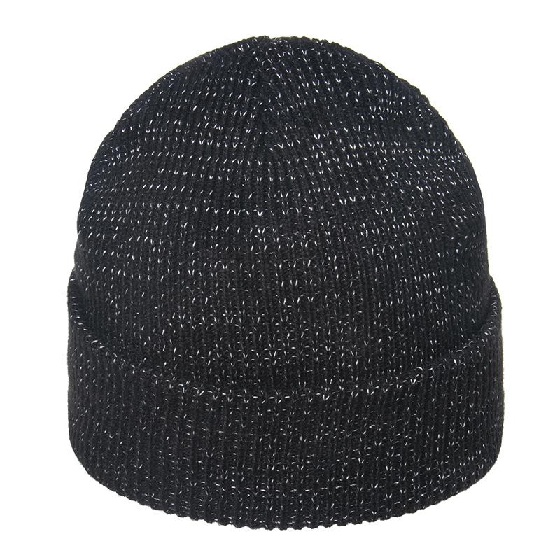 Glowing Silk Knitted Hat Night Reflective Knitted Pullover Hat Fashion Trend Winter Hat Korean Version for Men and Women