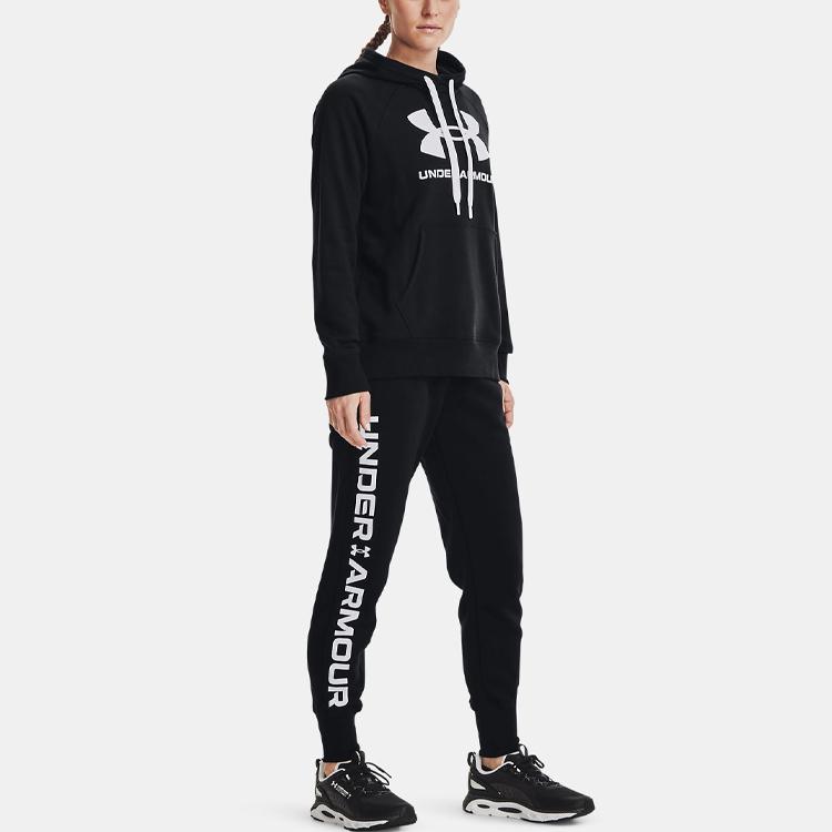 Under Armour Rival Graphic Fleece Joggers With Elastic Waist And Drawstring Women Bottoms Black 1370844-001