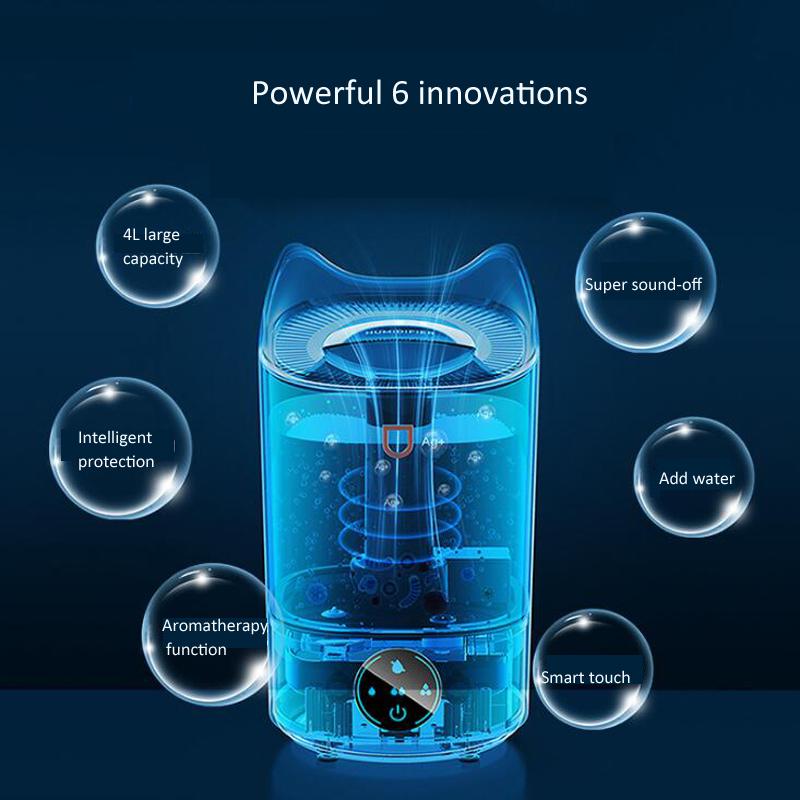 Smart Humidifier Dual Jet Humidifier 4L Large Capacity Household Mute Anti-dry Air Purifier  Aroma Essential Oil Diffuser