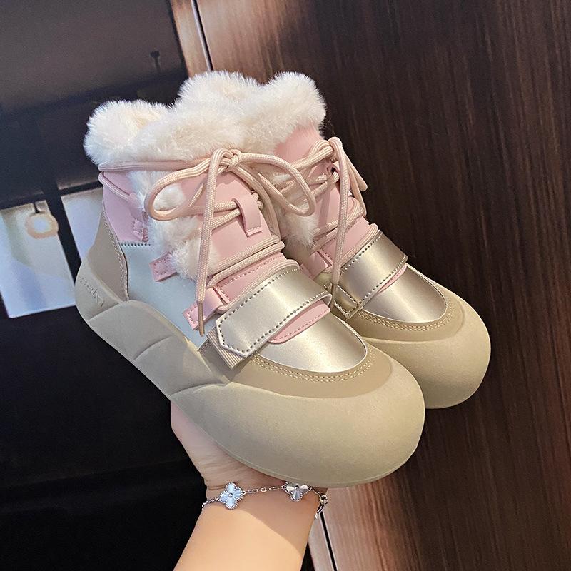 Warm Women Platform Shoes Fur Flats Chelsea Ankle Boots Winter 2024Fashion New Zipper Boots Walking Short Plush Punk Snow Botas
