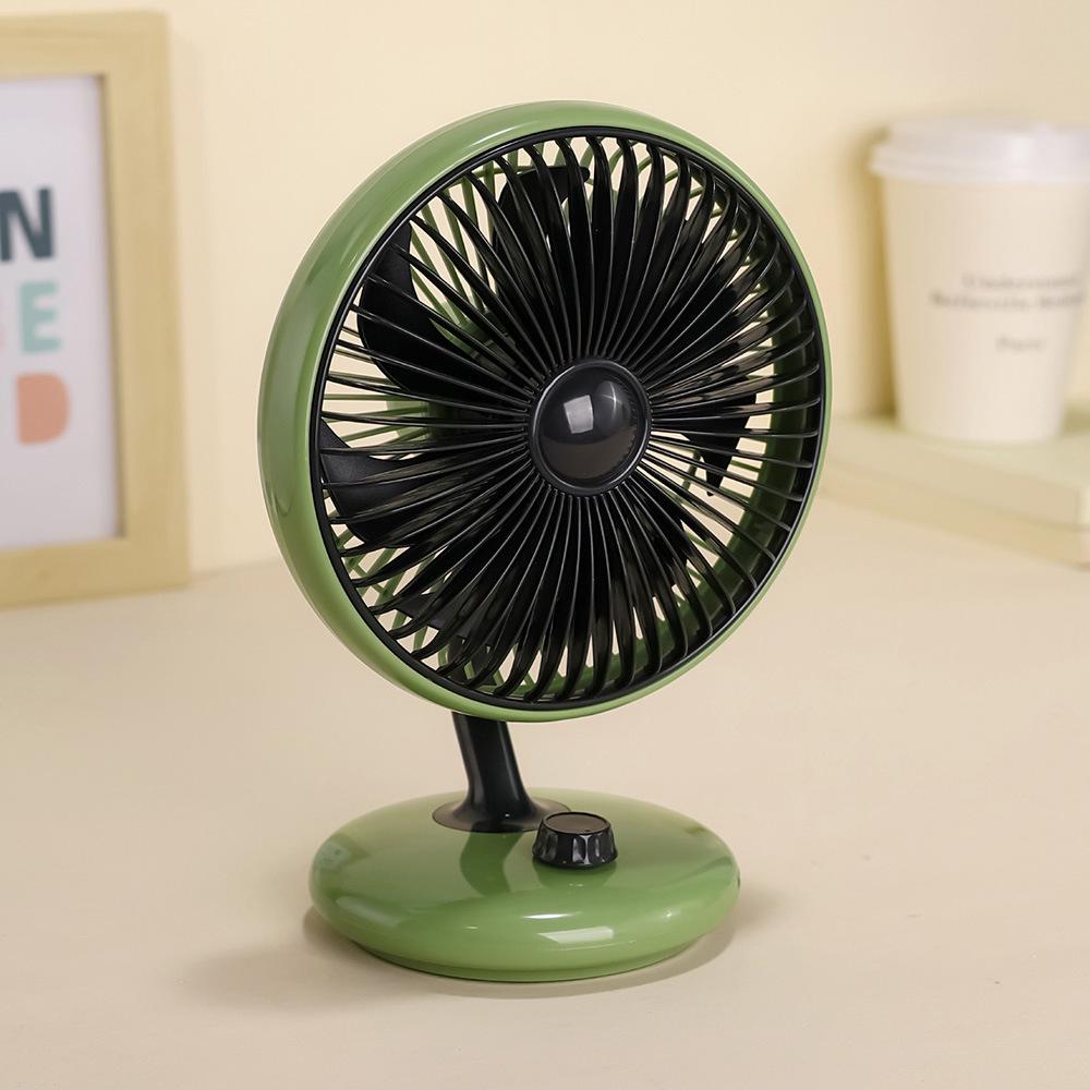 Retro USB-Powered Silent Desk Fan with Stepless Speed Control and Portable Brushless Motor