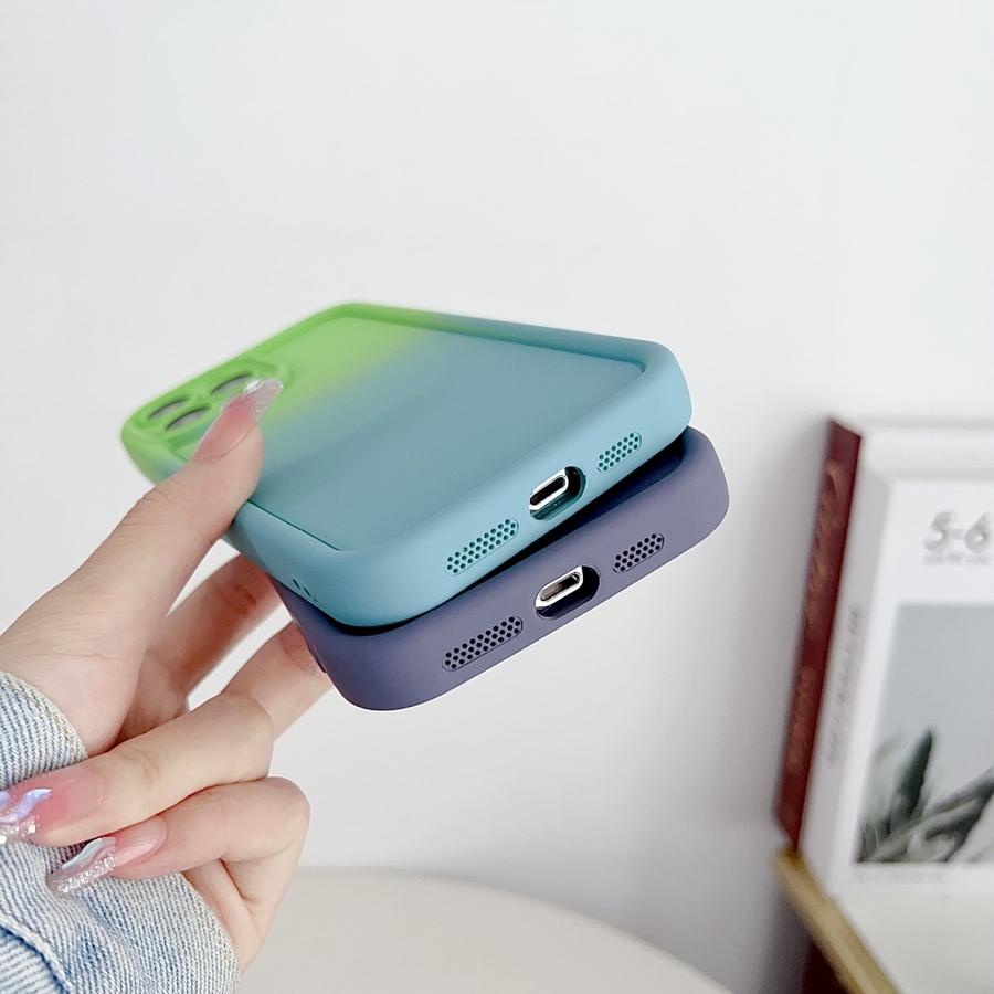 Luxury Dopamine Color Gradient Phone Case for iPhone 16 15 14 13 12 11 Pro Max XR XS MAX 7 8 Plus SE Full Lens Protective Shockproof Soft Cover