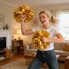 2 Pezzi Pompon Cheerleader Metallici Olografici Pompon Cheer con Anello Maniglia per Spirito di Squadra Sportiva Festa Squadra Allenamento Danza