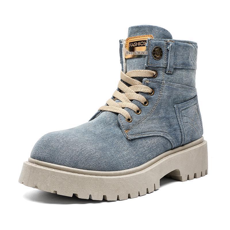 

Men s Denim Martin Retro Western Ankle Boots - 2025 Autumn, Thick-Soled & Breathable (Z33) 39