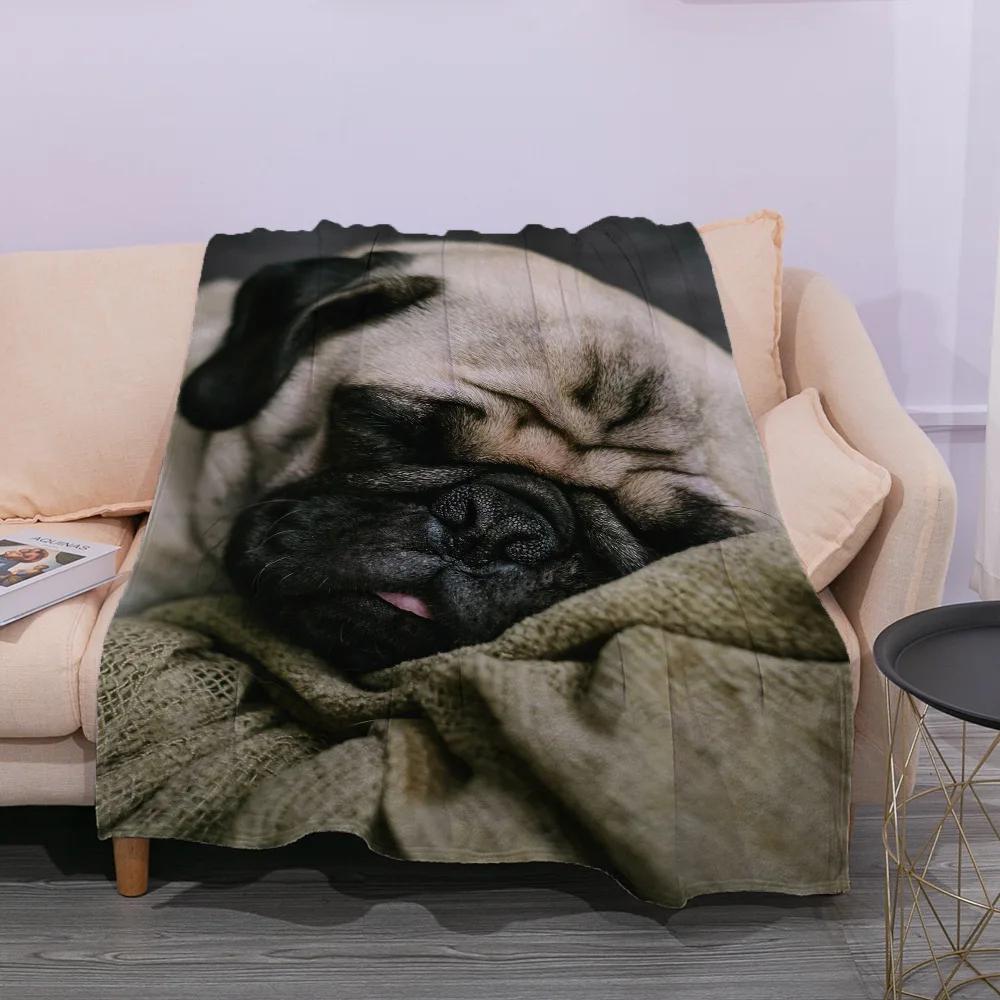 Cute Ultra-Soft Flannel Printed Blanket Plush Throw  Nap Cover for Sofa Bed Couch King Queen Full Size French Bulldog Dog