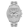 Hip Hop Iced Out Watch for Men Full Diamond Chronograph Quartz Wristwatch Stainless Steel Waterproof Luminous Tonneau Wristwatch