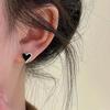 Huitan Unique Black Heart Stud Earrings for Women Gorgeous Modern Ear Accessory Fashion Party  with Shiny Cubic Zirconia