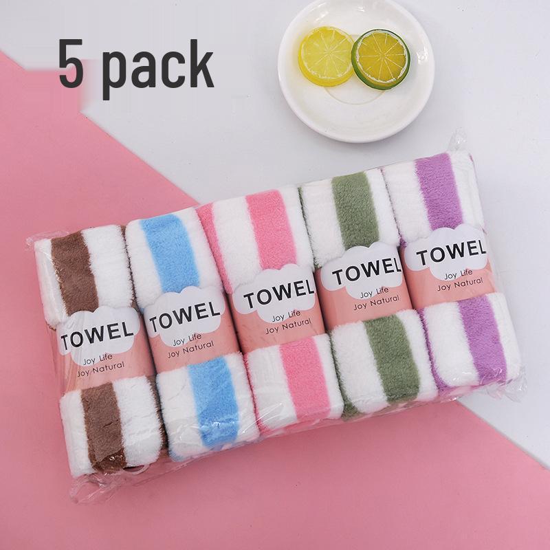Coral Fleece Wide Stripe Bath Towel - Soft, Absorbent, and Comfortable for Home Use