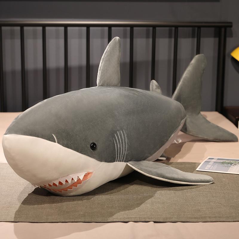 Neuer Niedlicher Riesiger Zahnhai Kuscheliger Kissen Junge Kinder Geburtstagsgeschenk Stofftier Plüschtier Schlafkissen für Freund Lustiges Geschenk 60cm