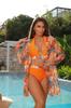 Sexy three-piece sunscreen shirt long-sleeved print high-waisted beach bikini