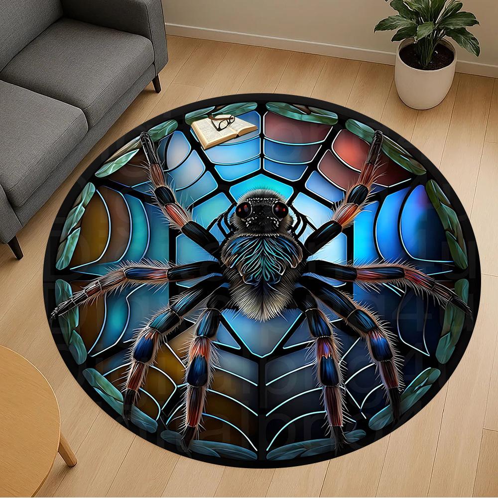 1pc Spider Web Round Chair mat Area Rug - Non-Slip, Floor Mat for Office, Bedroom, and Indoor Decor -1002234