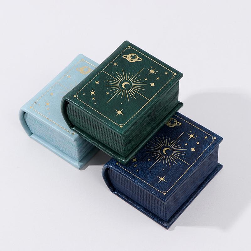 1Pc Pu Leather Book-Shaped Ring Box With Suede Fabric Lining Creative Flip Lid Magnetic Ring Holder Jewelry Gift Case Accessorie