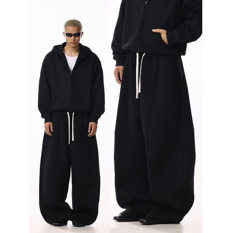 American Retro Deconstructed Design Curved-Leg Sweatpants for Men, High-End Loose-Fitting Versatile Casual Sports Couple Pants