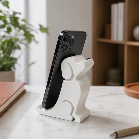 Bay Window Display Stand 3D Printed Mobile Phone Holder, Cute Dog Shape Desktop Holder with Stable Base, Artistic Decoration for Home Office Niche Art