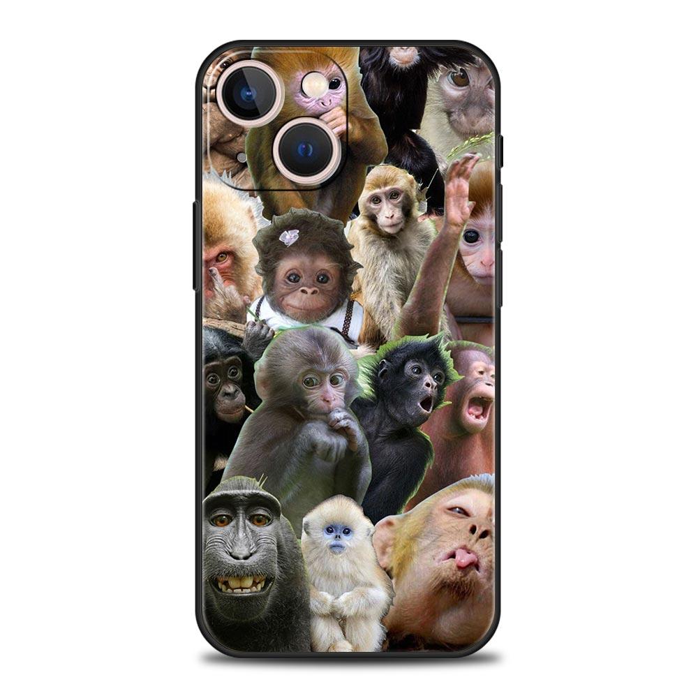 Cute Funny Monkey Phone Case For iPhone 17 16E 15 16 14 13 12 11 Pro Max 7 8 Plus Soft TPU Back Cover