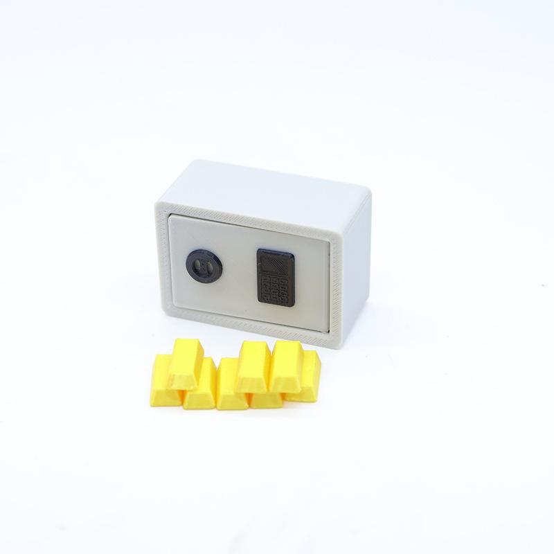 1 Set 1/12 Scale Dollhouse Gold Bar Safe Mini Model Simulation Miniature Password Safe Storage Cabinet Home Scene Decoration