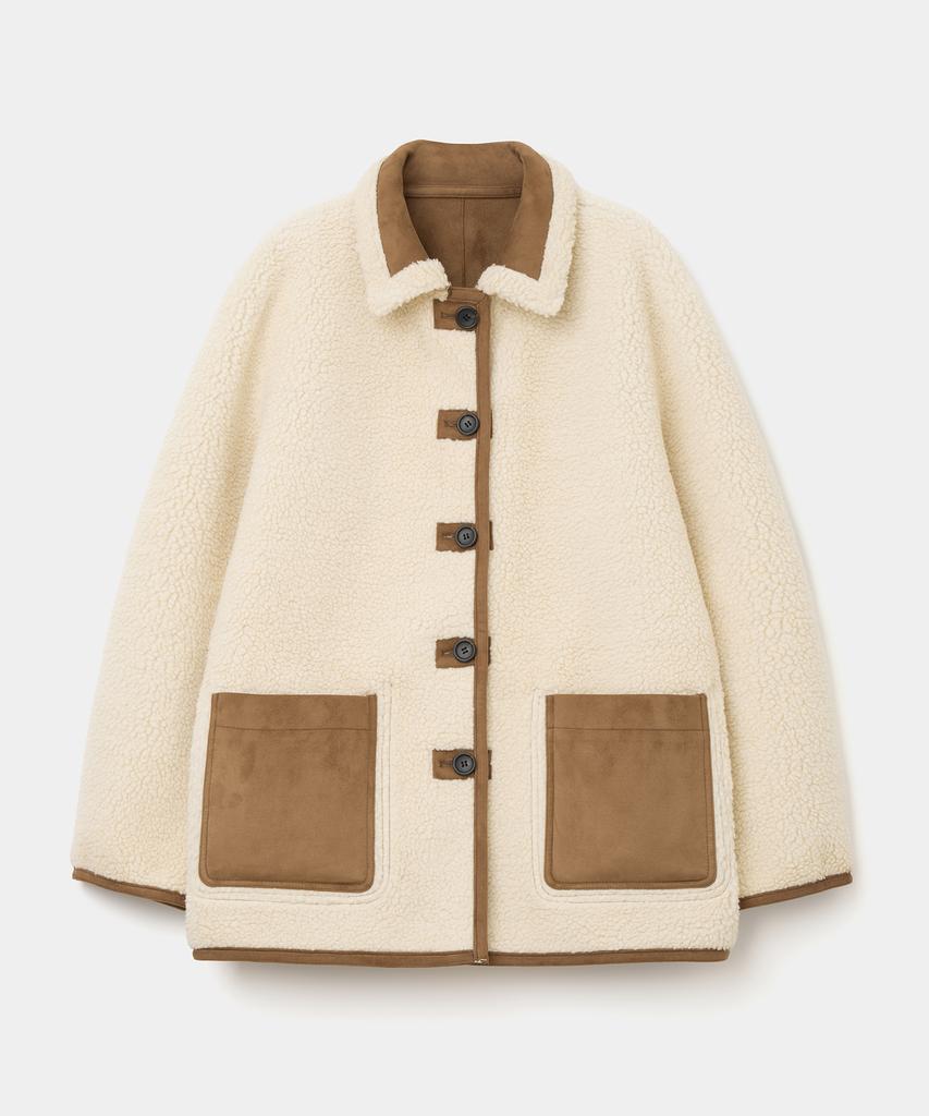 Uniform Bridge Reversible Shearling Coat Brown