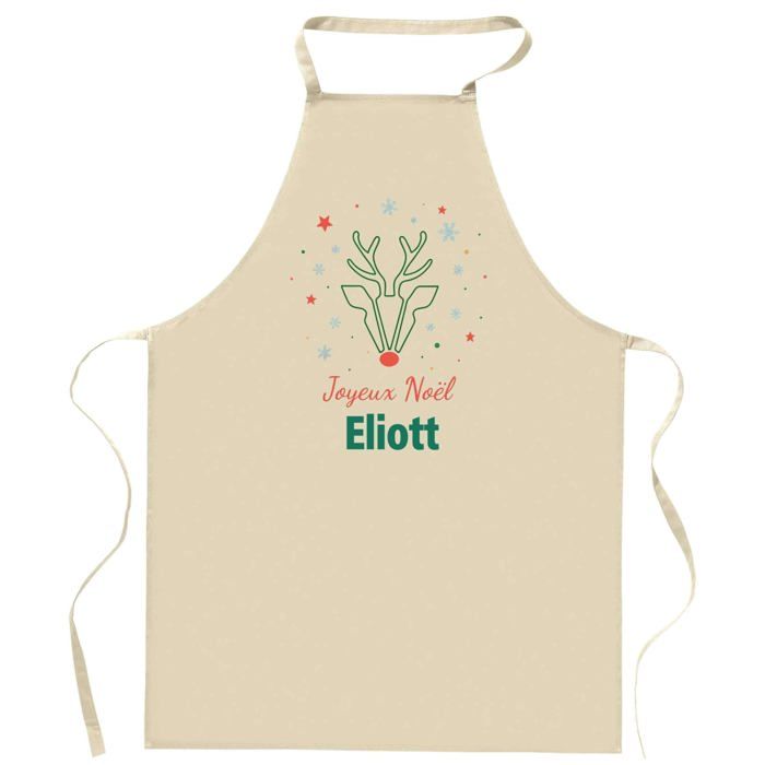 Tablier de cuisine - Joyeux Noël Eliott Cerf - Coton - Impression France - Polyvalent cuisine & barbecue