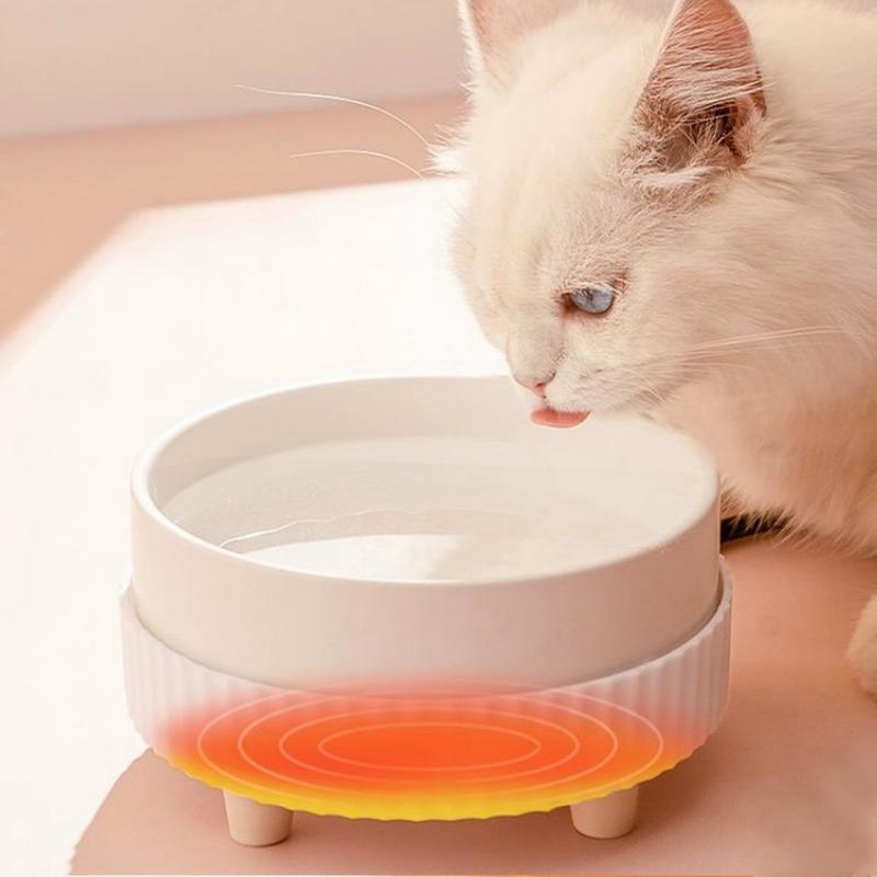 Heated Dog Water Bowl Thermostatic Water Dish Heater Noiseless Ceramic Water Bowl Cat Water Fountain Heating Animal Drinking