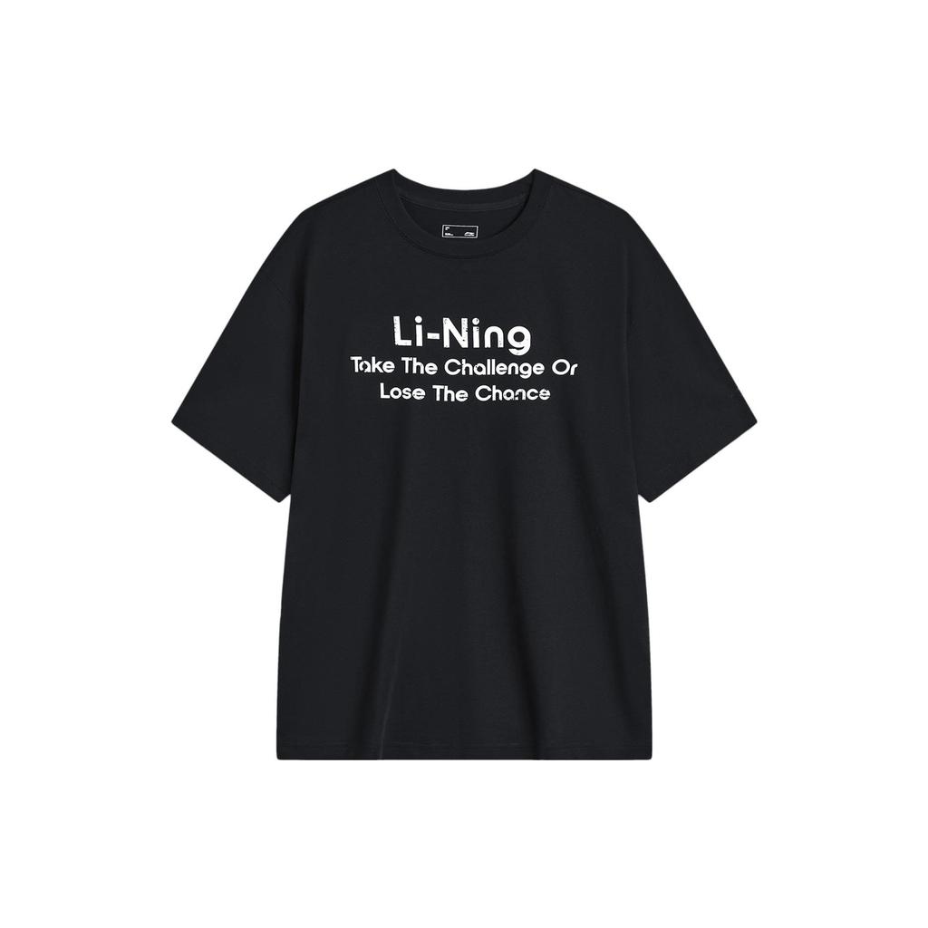 Li Ning Sports Fashion Series High Street American Retro Letter Print Round Neck Soft Comfortable Casual Short Sleeve T-Shirt Unisex Tops AHSU695-9