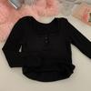 Women's Slim Fit Square Collar Long-Sleeved T-Shirt with Chest Pads for Autumn and Winter