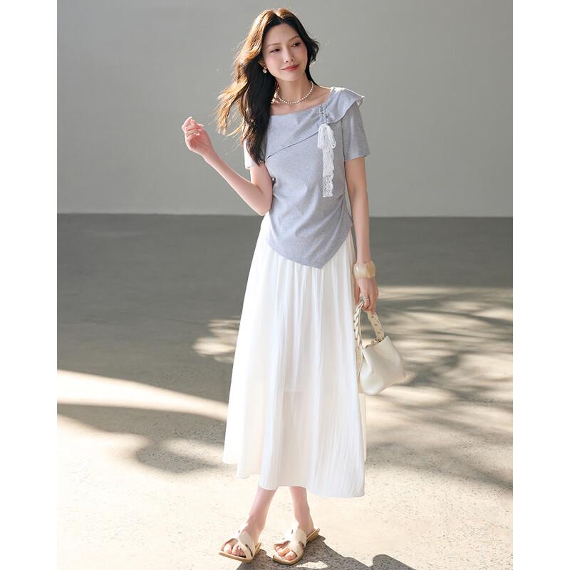 TERRE BLEUE Women's 2026 Summer Breathable T-shirt & A-line Skirt Set