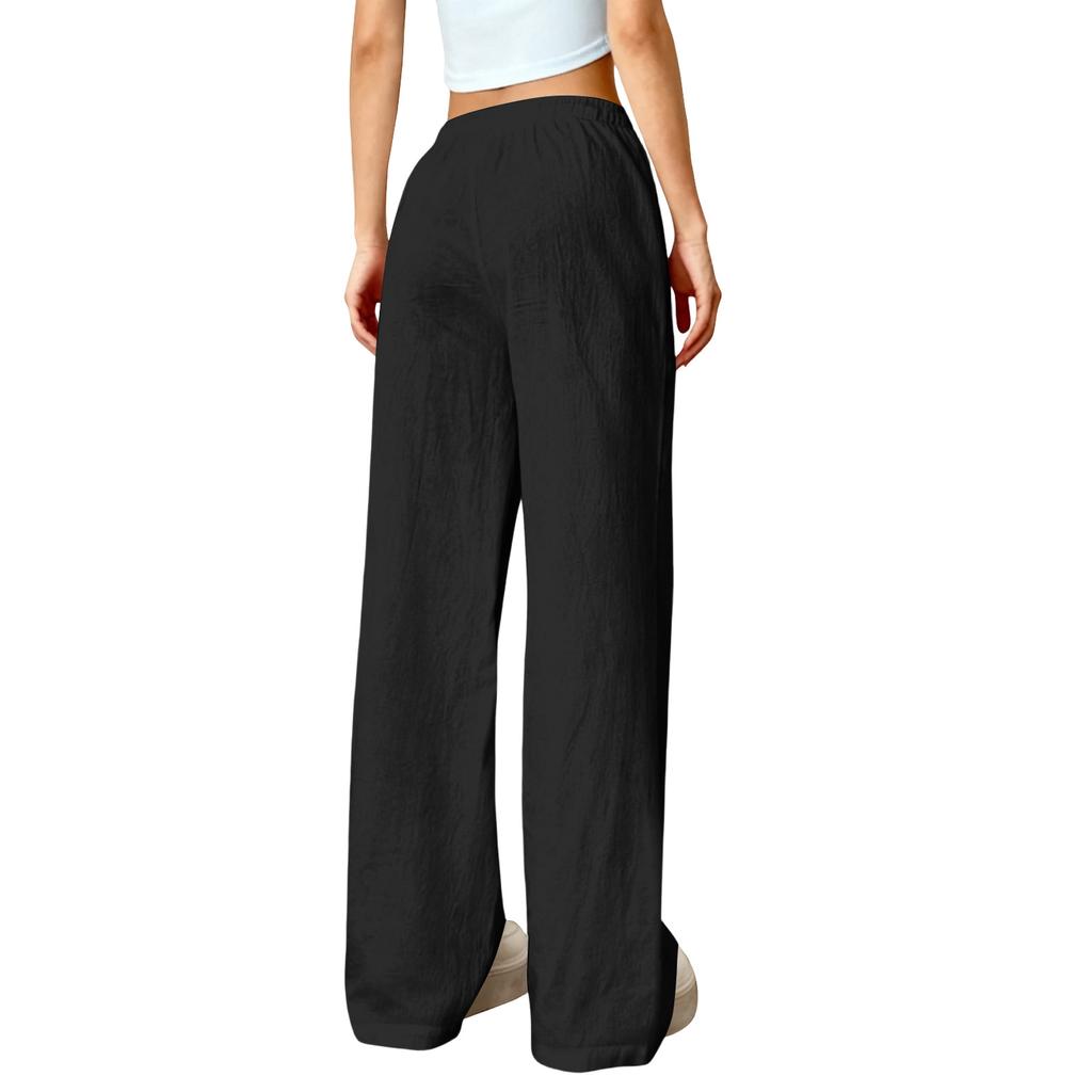 Women's Loose-fitting Wide-leg Pants, Casual Loose-fitting Pants, High-elastic Waistband, Long Pants With Pockets