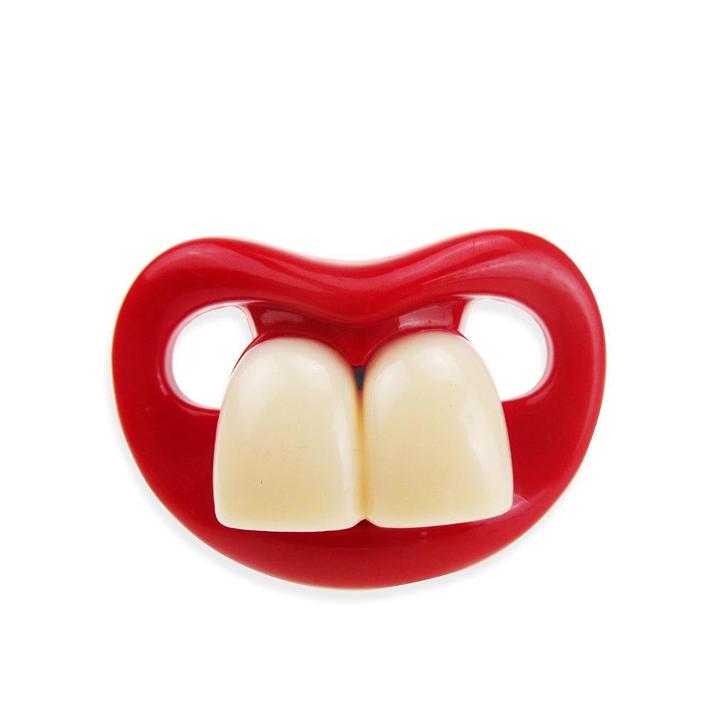 Baby Silicone Pacifier with Goofy Mustache & Teeth - Red Lips, 20 Styles