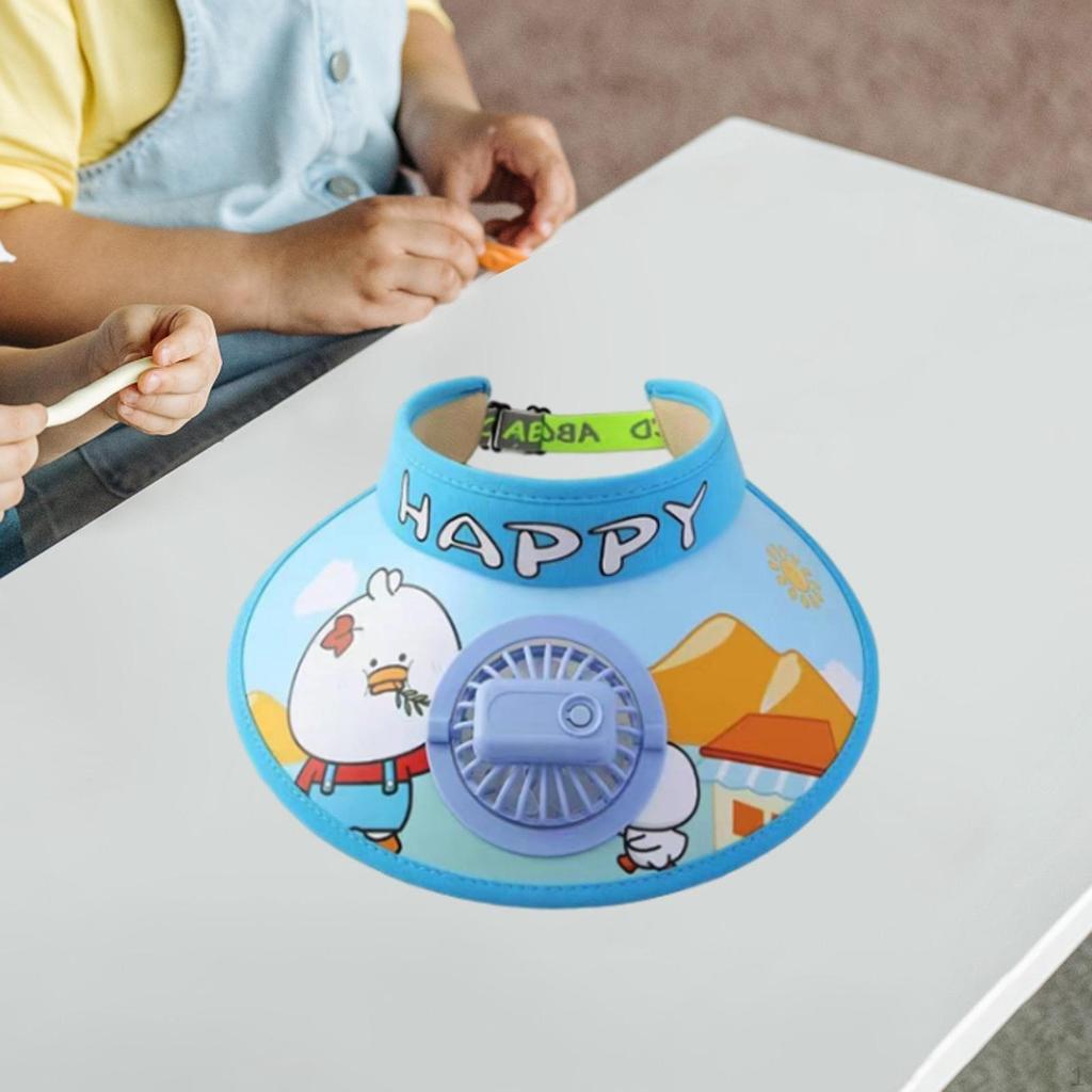 Cooling Fan Hat 3 Speeds Sun Visor for Children Beach Girls Traveling Kids