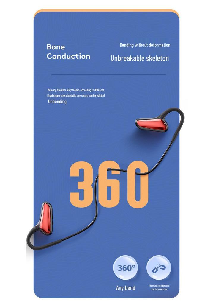 M-D8 Bluetooth Bone Conduction Earphones - Non-In-Ear, Head-Worn, True Stereo for Business and Sports.